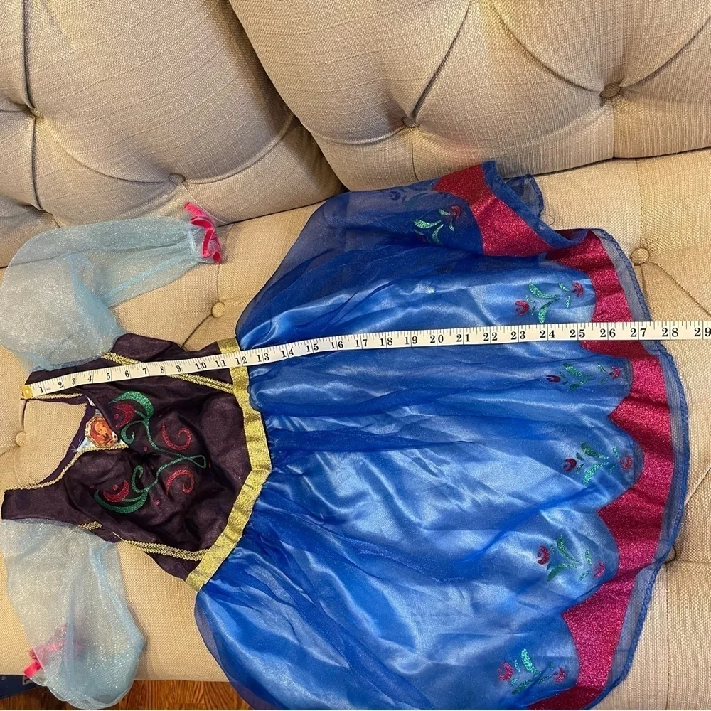 Disney Frozen Anna Kids Girls Blue Halloween Princess Dress Costume Child 4-6x